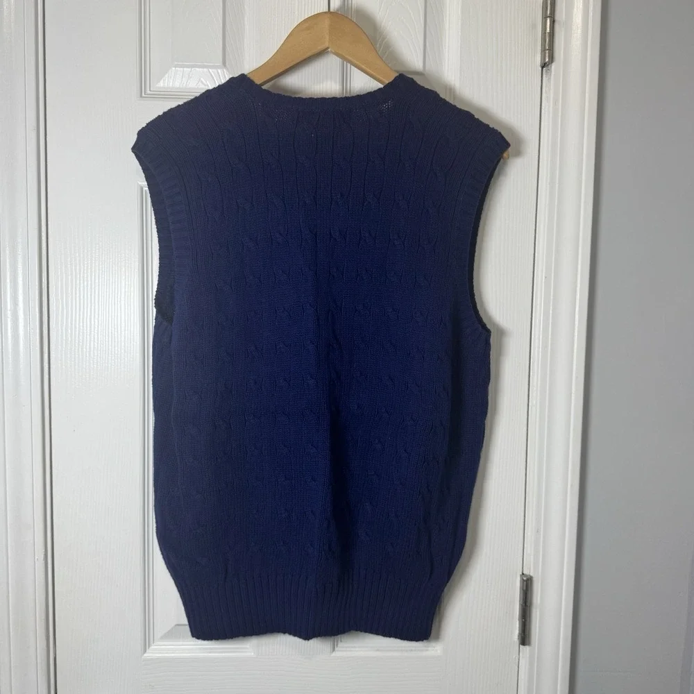 Ralph‎ Lauren Polo Golf Men's Navy Blue Cable Knit Sweater Vest Size Medium
